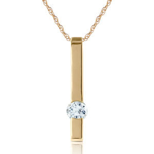 14K. SOLID GOLD NECKLACE WITH NATURAL AQUAMARINE (Yellow Gold)